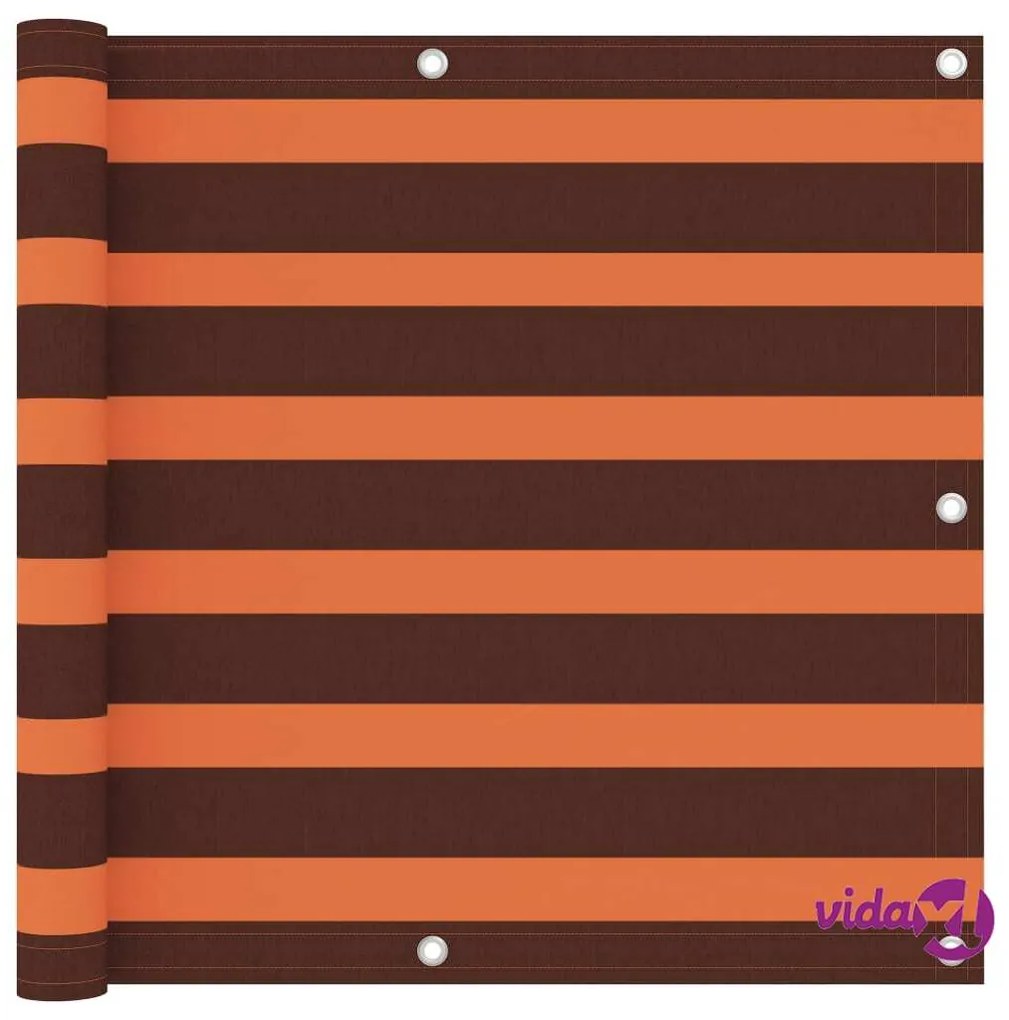 vidaXL Paravento Balcone Arancione e Marrone 90x600 cm Tessuto Oxford