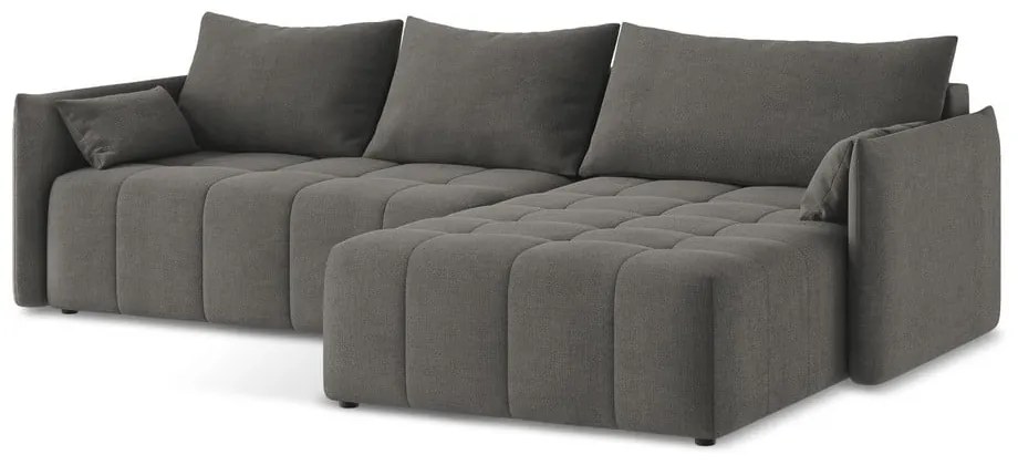 Divano angolare grigio scuro allungabile/con contenitore (con penisola a destra/con chaise lounge) Moku – Makamii