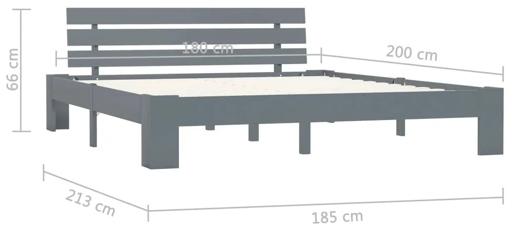 Giroletto Grigio in Legno Massello di Pino 180x200 cm