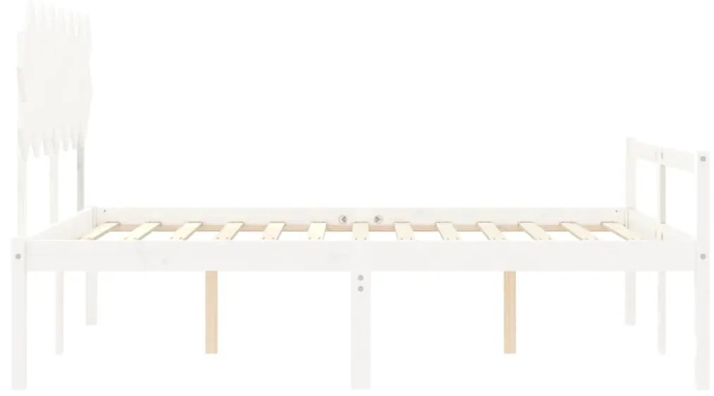 Letto per Anziani con Testiera Bianco 140x190 cm Legno Massello