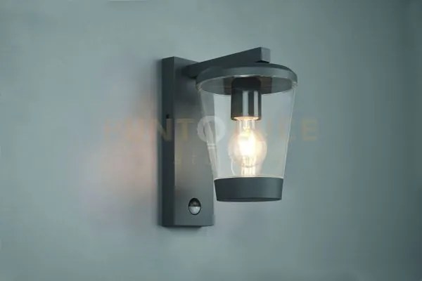 Cavado applique da esterno antracite con diffusore trasparente ip44...