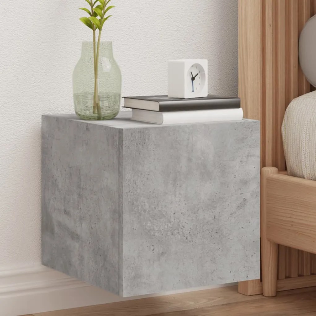 Mobili tv a parete con luci led 2pz grigio cemento 30,5x35x30cm