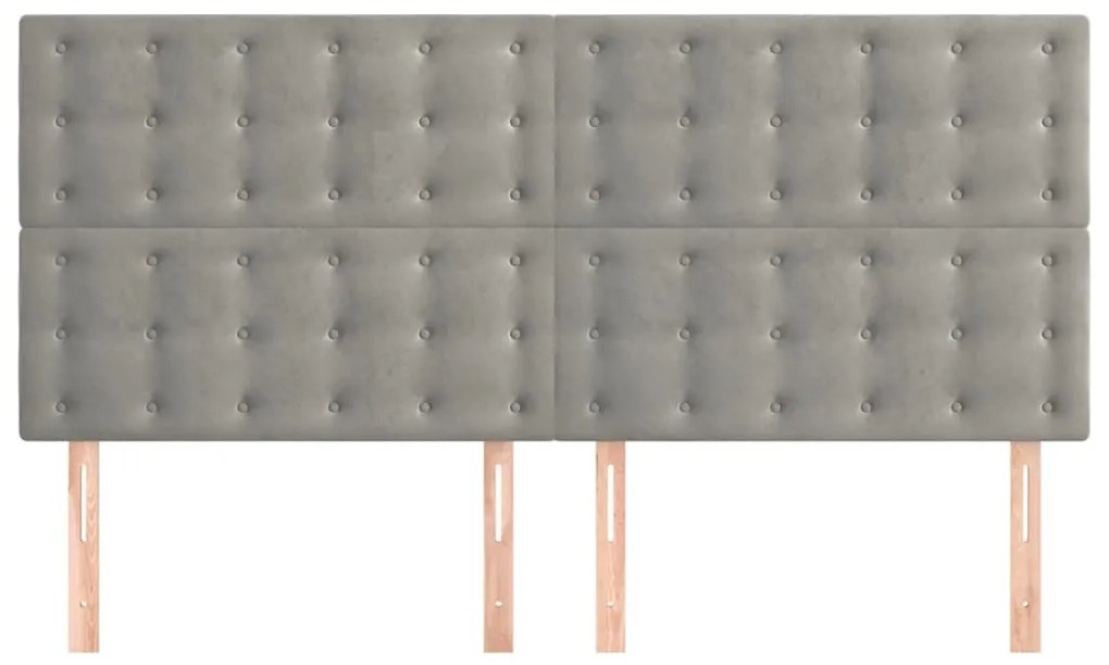 Testiera 4 pz grigio chiaro 80x5x78/88 cm in velluto