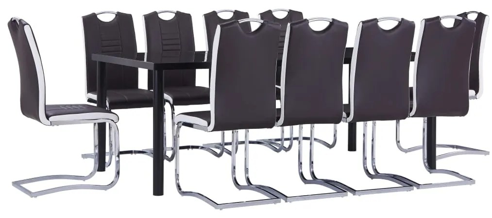 Set Sala Da Pranzo 11 Pz İn Similpelle Marrone /