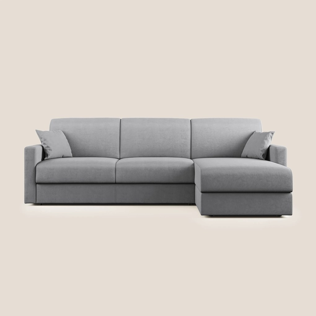 Chris Divano letto angolare con penisola in microfibra smacchiabile T11 grigio 268 cm Destro (mat. 140x197)