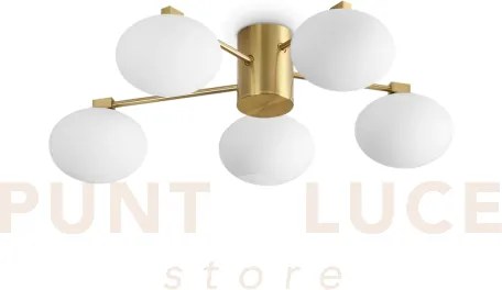 Hermes plafoniera 5 luci attacco g9 ottone lampadine incluse 60cm