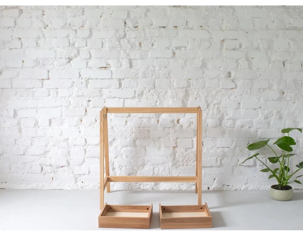 Scrivania bianca con base in frassino, lunghezza 85 cm Luka - Ragaba