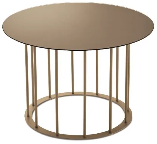 Tavolino tondo D60 cm con base in metallo Beige e piano in vetro Bronzo MUTE