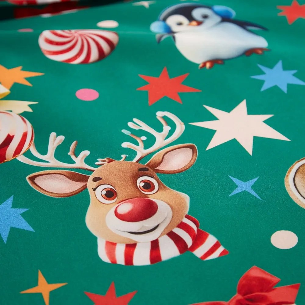 Set copripiumino e federa verde per letto singolo 135x200 cm Christmas Icons – Catherine Lansfield