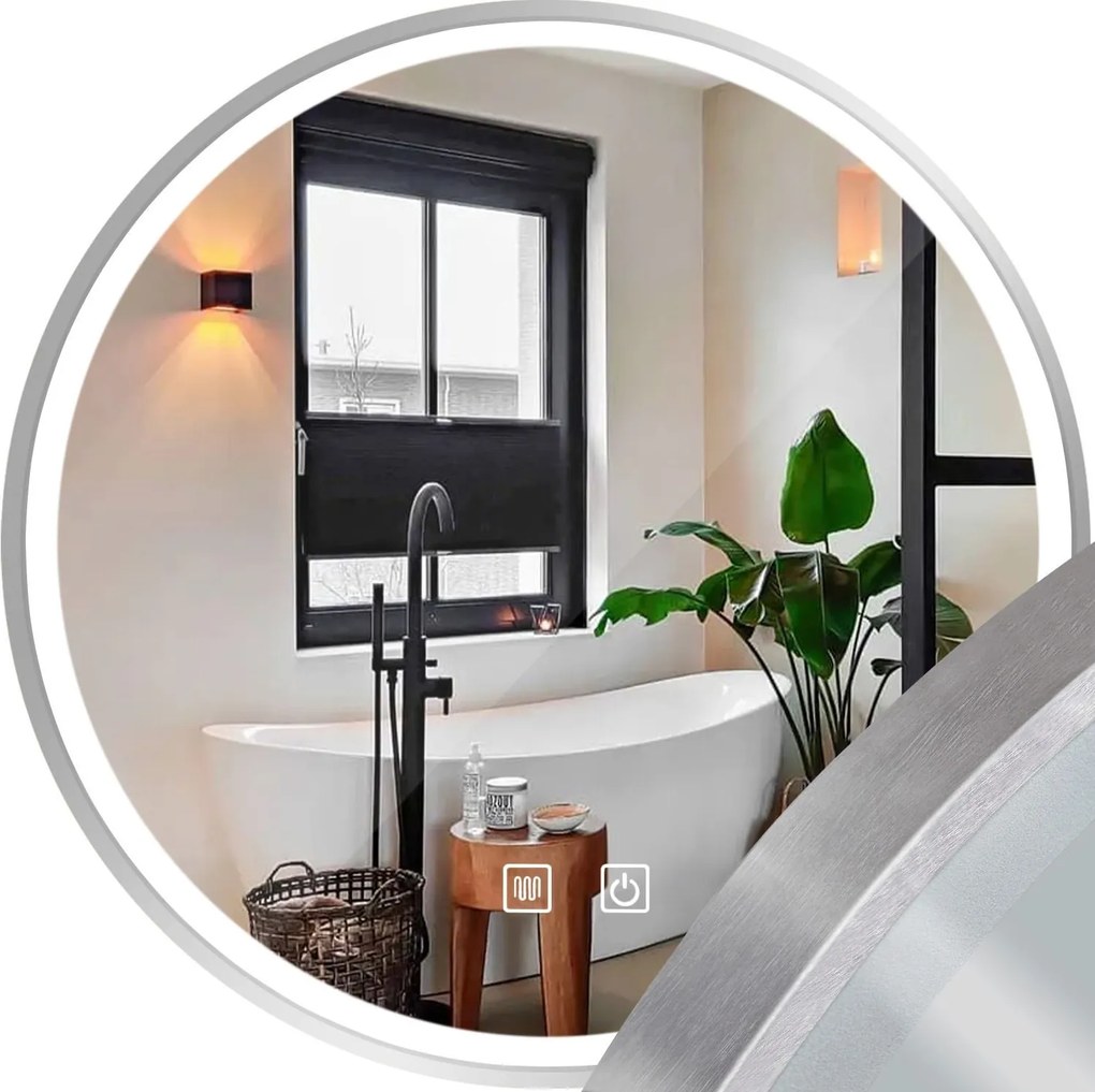 Specchio LED 80cm MMJ BRUSH SILVER