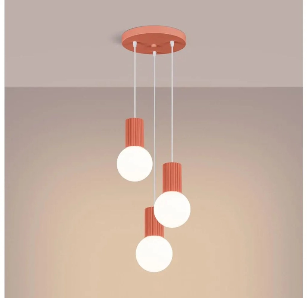 Sollux SL.1755 - Lampadario a sospensione con filo HALO 3xG9/8W/230V diametro 25 cm rosa