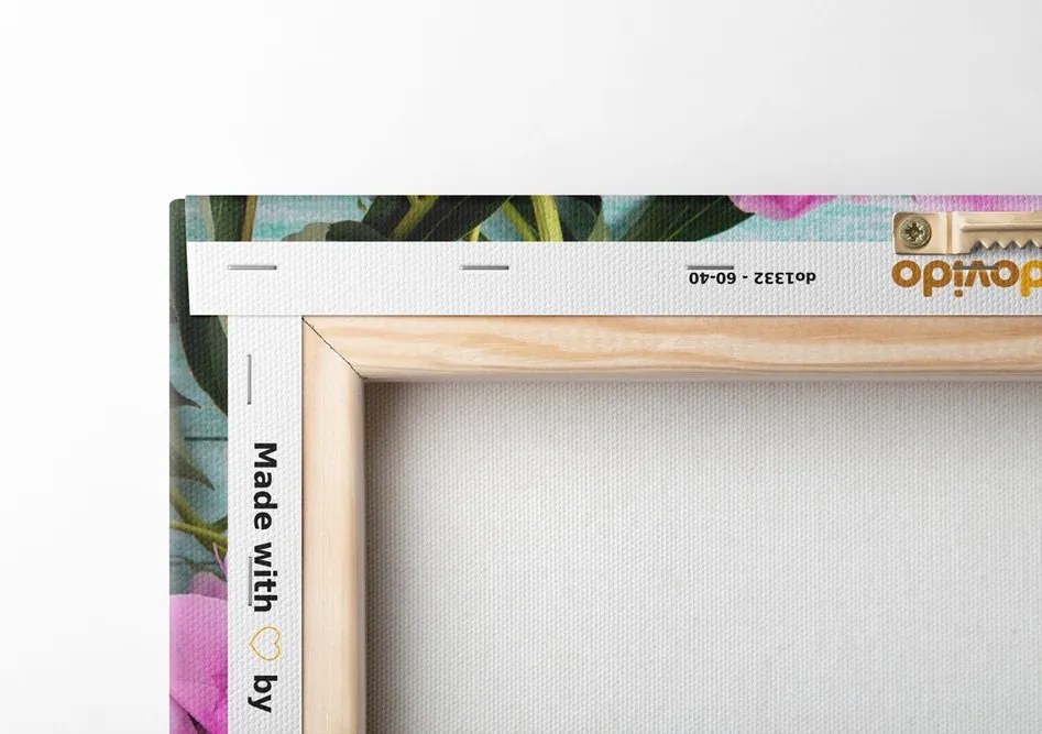 Quadro su tela – Peonie e cuoricini di betulla