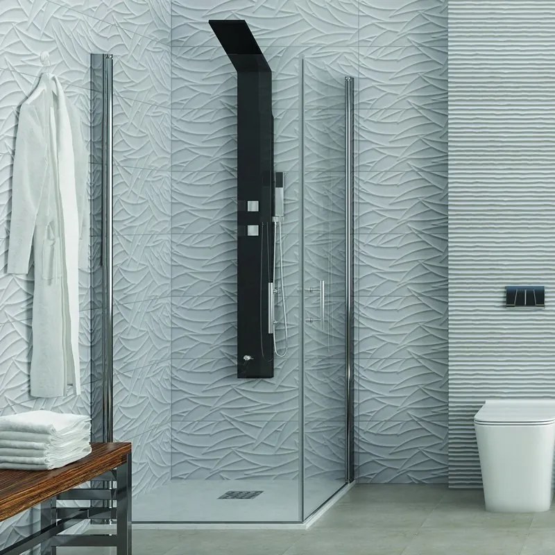 Kamalu - Box doccia ad angolo 80x80 con due ante battenti finitura cromo | KS2800