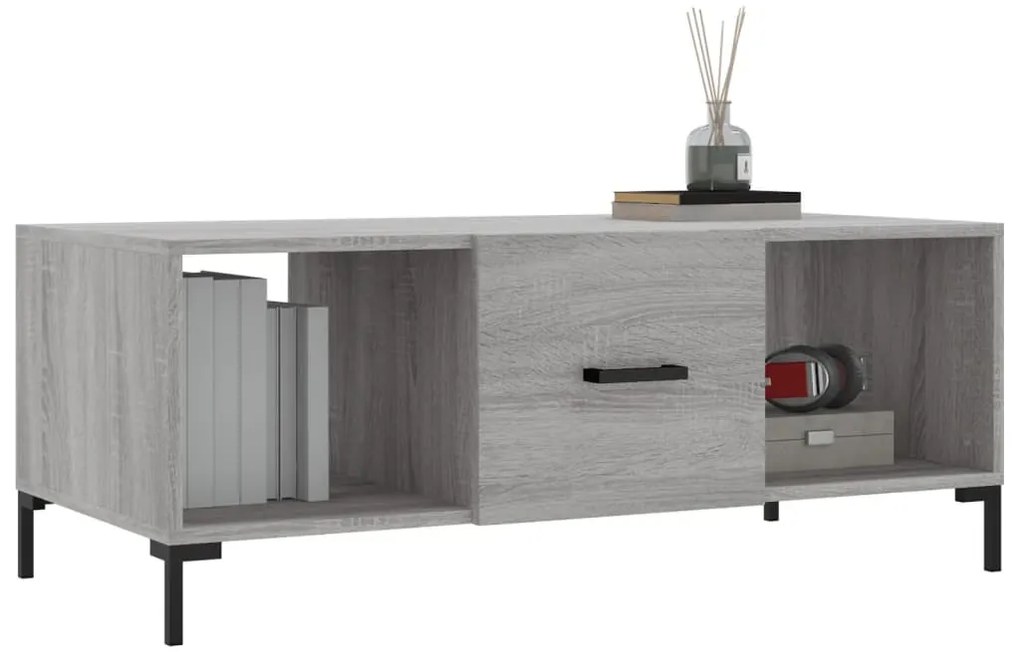 Tavolino da salotto grigio sonoma 102x50x40cm legno multistrato