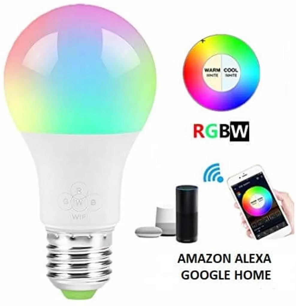 Lampada LED smart E27 11W RGB+CCT WiFi - Amazon Alexa e Google Home Colore RGB+CCT