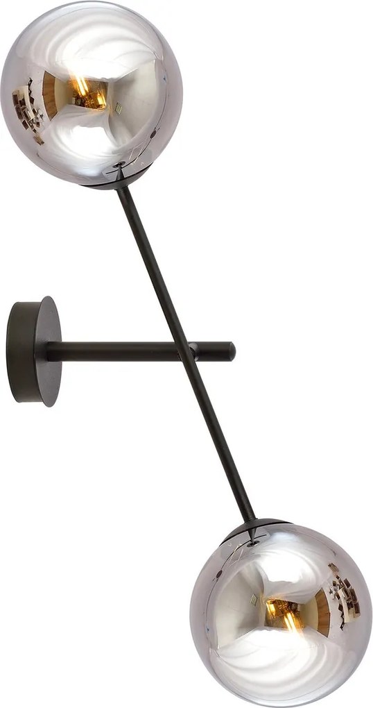 Applique da Parete in Acciaio e Vetro LINEAR K2 Nero 2xE14