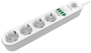 SW POWERSTRIP 4USB+4EU PLUG WHITE