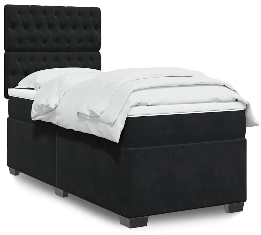 Giroletto A Molle Con Materasso Nero 80x200 Cm İn Velluto /
