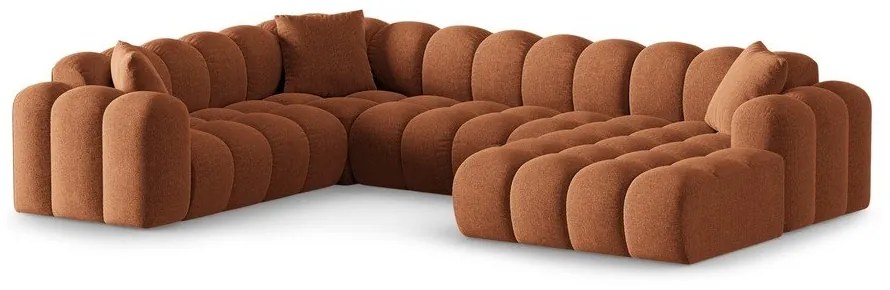 Divano angolare color terracotta (con penisola a sinistra/a U) con rivestimento in ciniglia Treno – Cosmopolitan Design