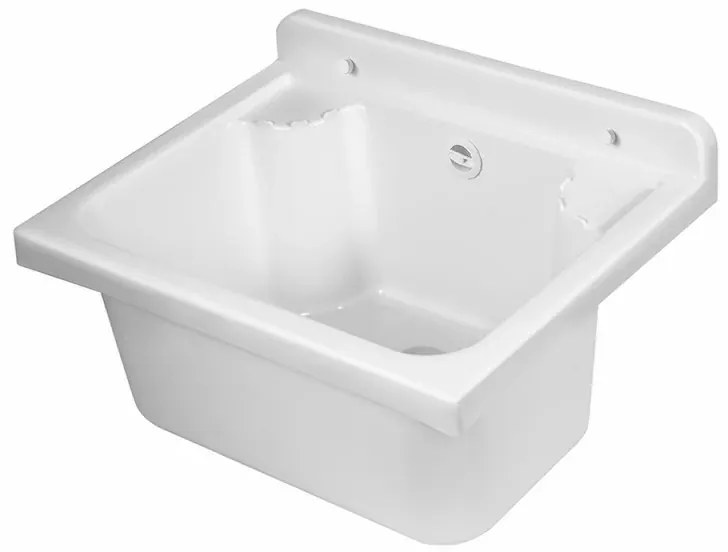Lavatoio a muro 42x34 cm in resina bianca completo di kit di scarico