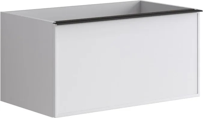 Cassettiera Pixel con 2 cassetti  frontale frame laccato opaco bianco e maniglia alluminio nero opaco L80 x H40 x P45,5 cm