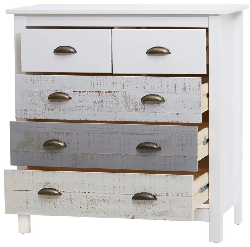 Cassettiera bianca e grigia con 4 cassetti , 79 x 80 cm Romantica - Marckeric