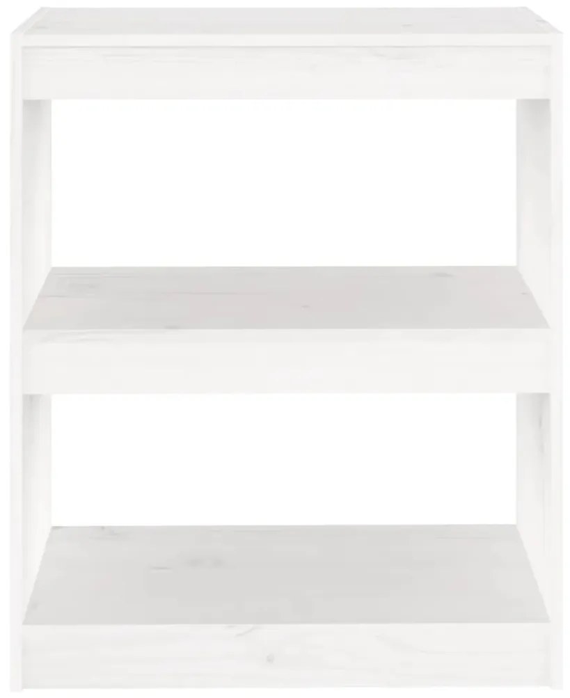 Libreria/divisorio bianco 60x30x71,5 cm in massello di pino