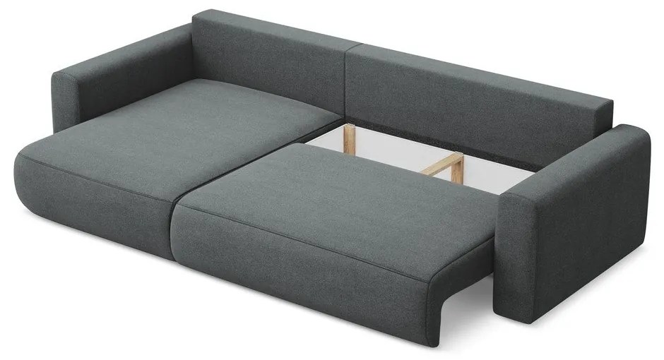 Divano angolare grigio scuro allungabile/con contenitore (con penisola a sinistra/con chaise lounge) Kapua – Makamii