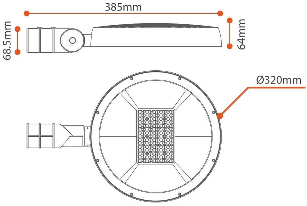 Lampione Stradale LED 40W 147lm/W - Osram chip LED Colore Bianco Naturale 4.000K