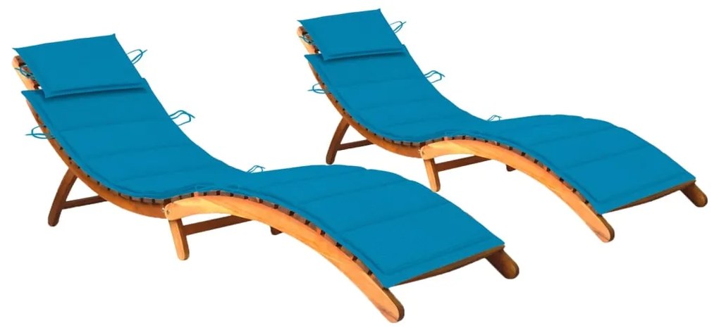 Lettini Prendisole 2 Pz Con Cuscini İn Legno Massello Dacacia /