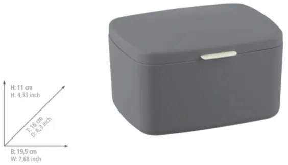 WENKO 23981100 - Scatola BARCELONA 19,5x16 cm antracite/cromo lucido