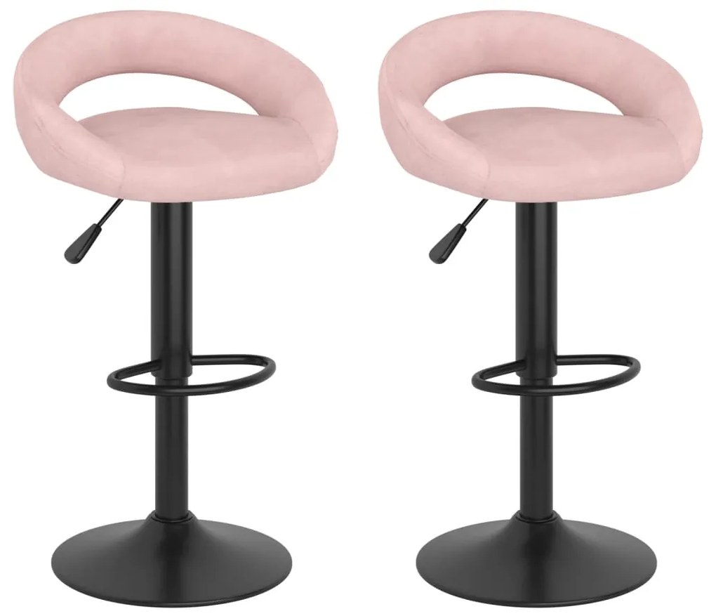 Sgabelli Da Bar 2 Pz Rosa İn Velluto /