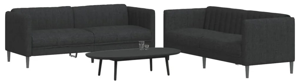 Set Di Divani 2 Pz Nero İn Tessuto /