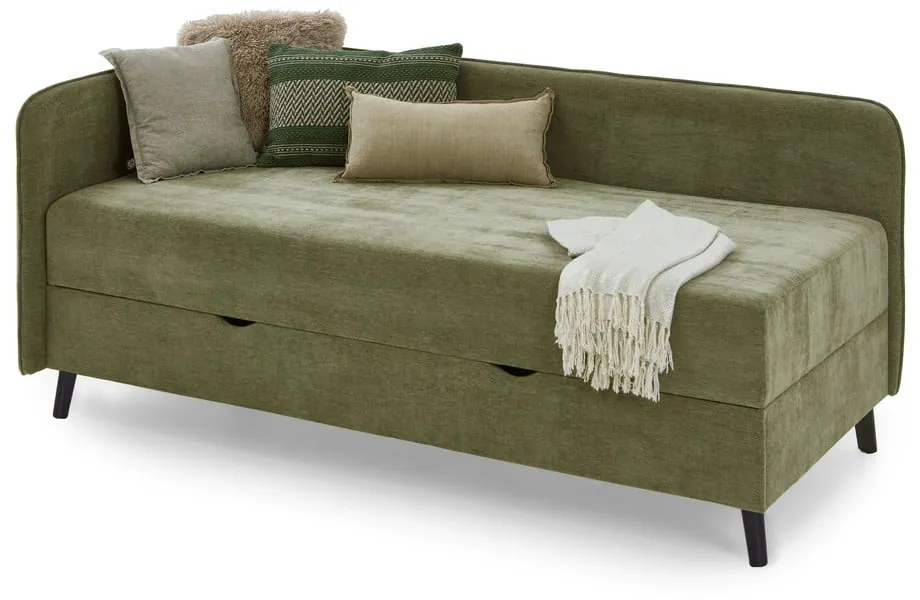 Letto singolo verde imbottito con contenitore 120x200 cm Kiruna - Meise Möbel