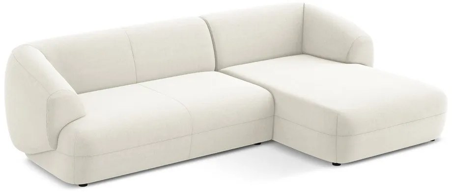 Divano angolare bianco (con penisola a destra) con rivestimento in velluto Moana – Makamii