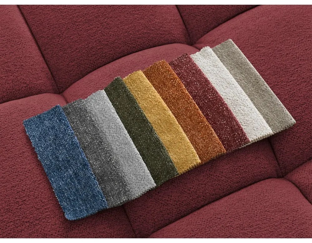 Divano angolare burgundy allungabile e con contenitore (penisola a destra/chaise lounge) con rivestimento in ciniglia Everest – Bobochic Paris