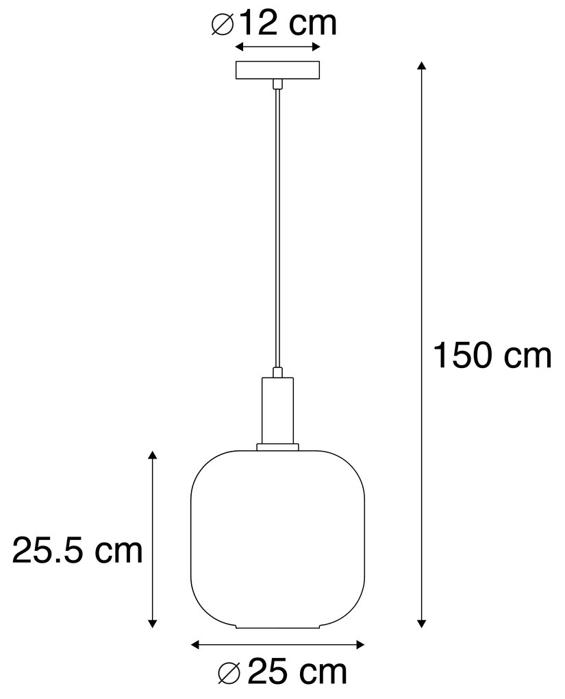 Lampada a sospensione intelligente nera con oro e vetro fumé incl. Wifi G95 - Zuzanna