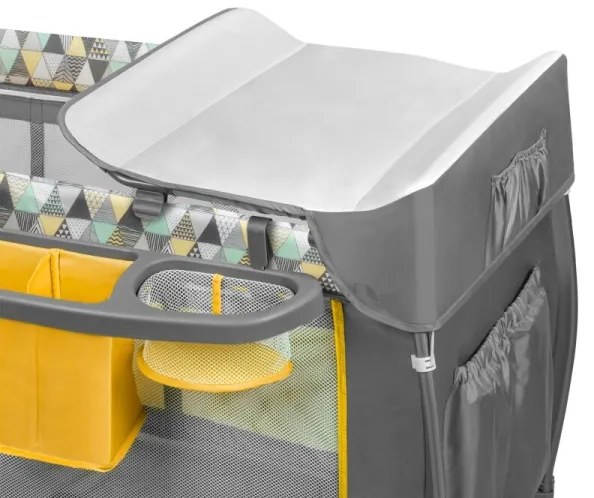 Lionelo - Culla da viaggio SVEN PLUS grigio/giallo