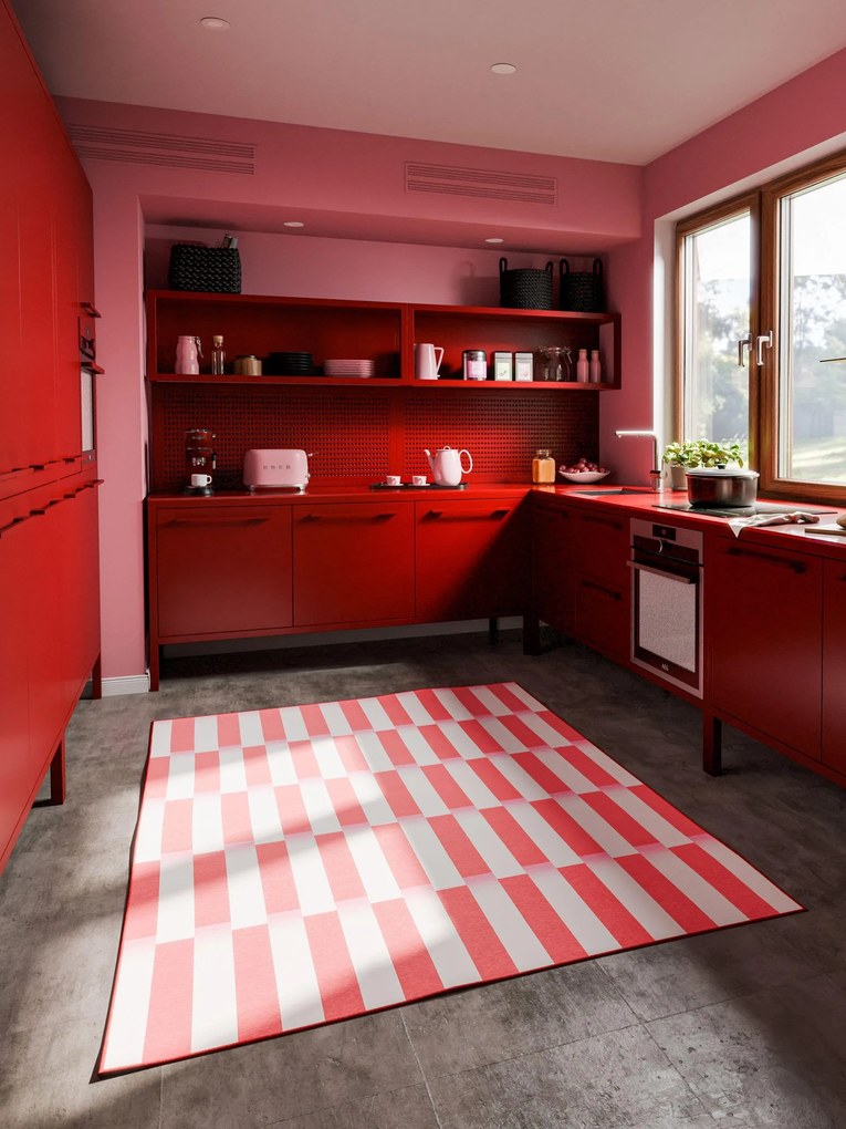 benuta Pop Tappeto a tessitura piatta Rory Rosso 160x230 cm - Tappeto design moderno soggiorno