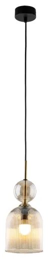 Lampada a sospensione SOPHIA con cavo 1xE14/10W/230V Nero/Beige fumé