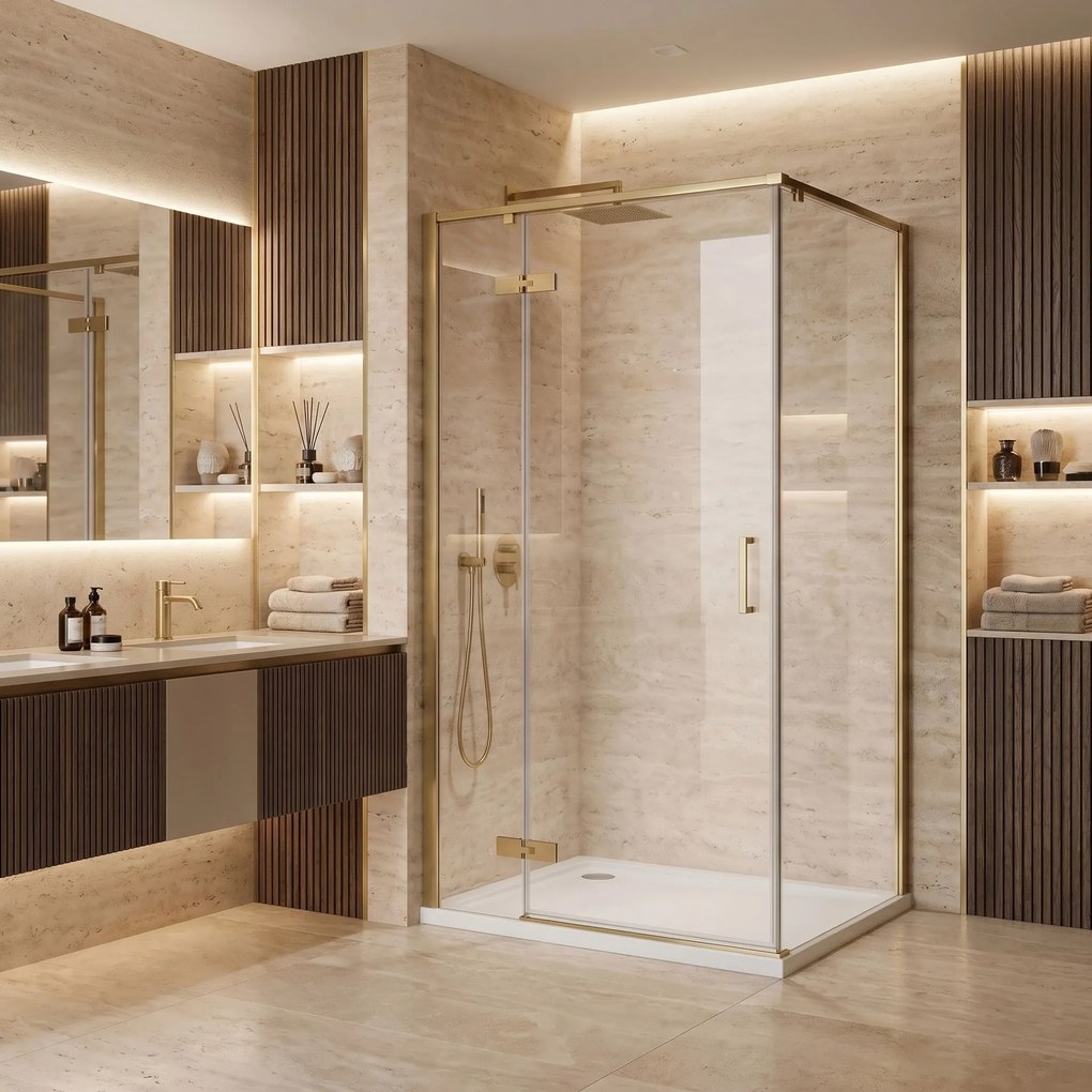 Cabina doccia Rea Bruno 120x90 Brush Gold