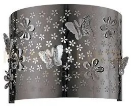 Applique a parete butterfly cromo 2 luci attacco e14 32x9x17cm