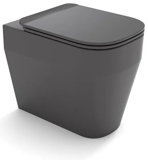 Vaso WC filomuro OLYMPIA CERAMICA tuttoevo grigio, sedile incluso P 53 x L 36 x H 42 cm