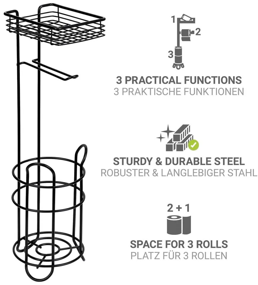 Porta carta igienica nero opaco in acciaio – Wenko
