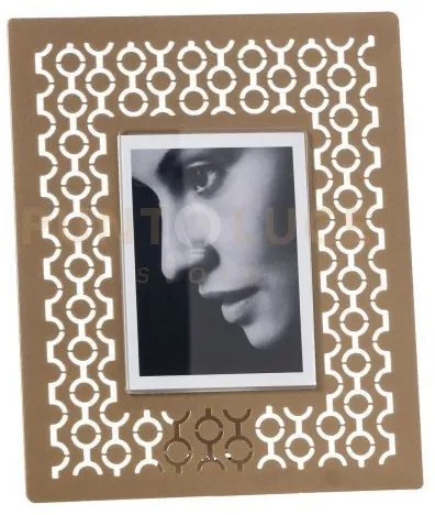 Portafoto di design mayfair piccolo oro laccato in ferro e polimeti...