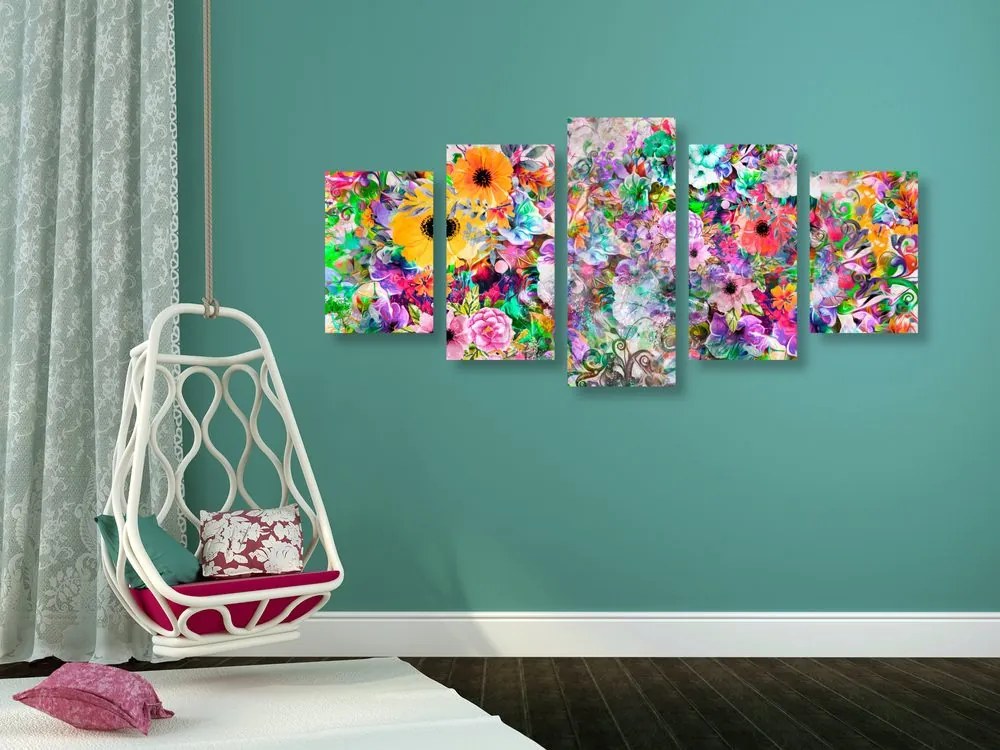 Quadri 5 pezzi – Fiori multicolori
