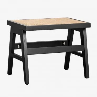 Sgabello Basso in Frassino e Rattan Lali Nero liscio - Sklum