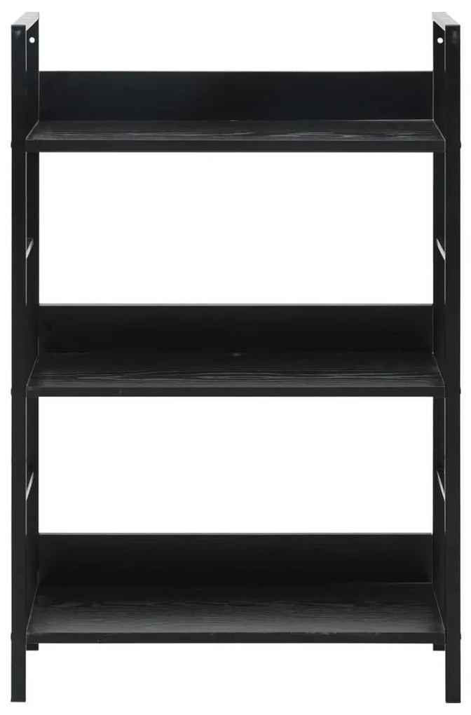 Scaffale libri 3 ripiani nero 60x27,6x90,5 cm legno multistrato