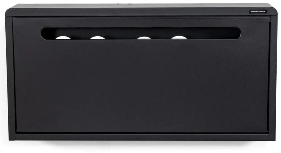 Scarpiera nera in metallo con ante ribaltabili/da parete 75x38x13 cm Mario – Spinder Design