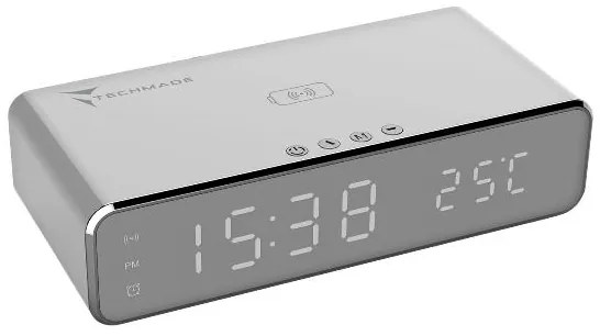 SVEGLIA DIGITALE TM-W258 CON FUNZIONE DI RICARICA WIRELESS - SILVER